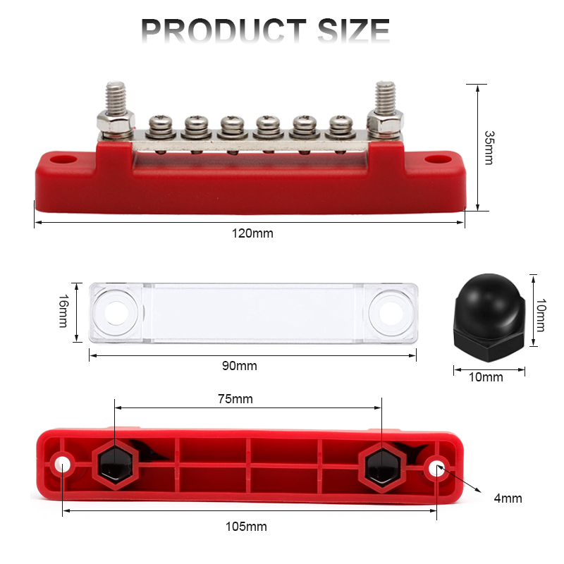 48V 150A  8 Studs Auto Car Boat Dual Terminal Block Power Heavy Duty Bus Bar3