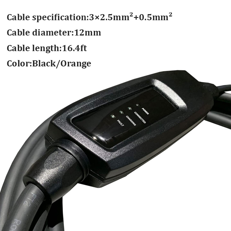 NEMA 5-15 Level 1 EV Charger 110V 16 Amp with 21 ft Extension Cord Compatible with J1772 EVs3