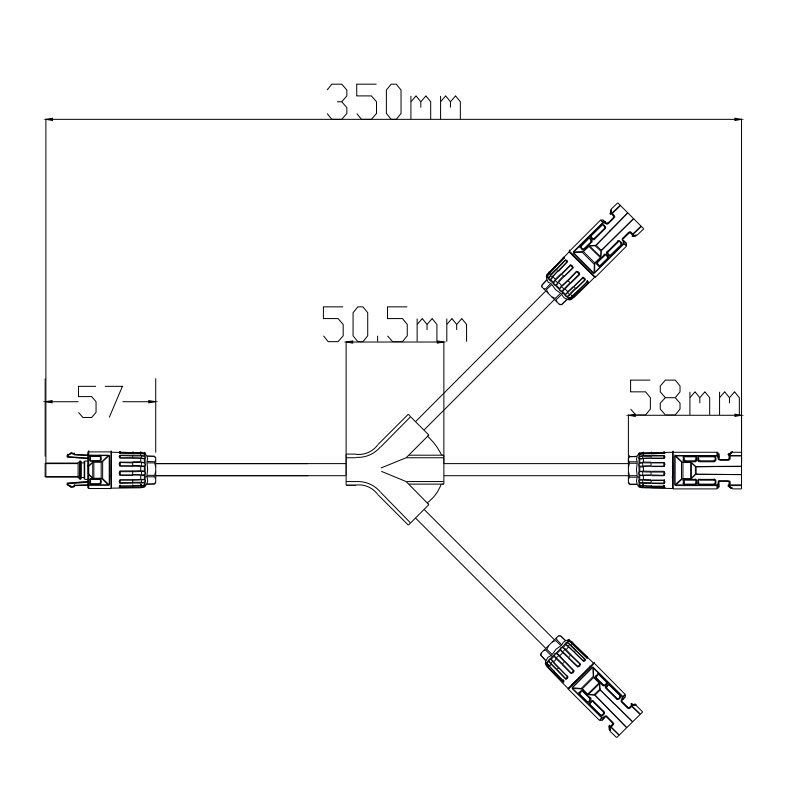 High quality 3 to 1 hot sale PV Y branch connector with 2 solar cable, PV connector for solar PV system3