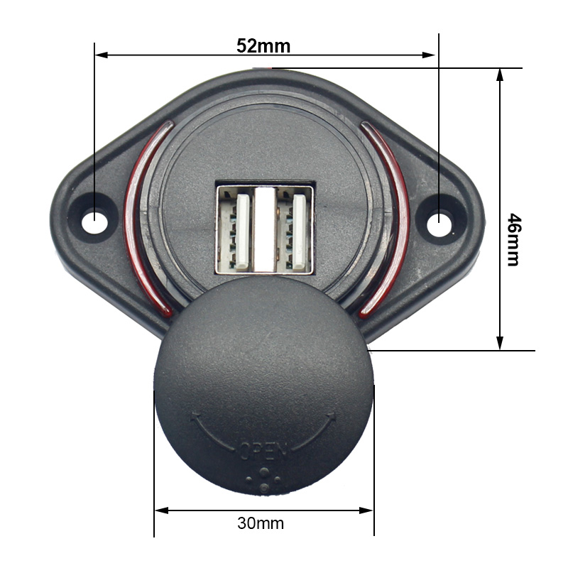 12V DC Surface Mount Flat Dual Socket 3.1A Car Seat USB Bus Charger3