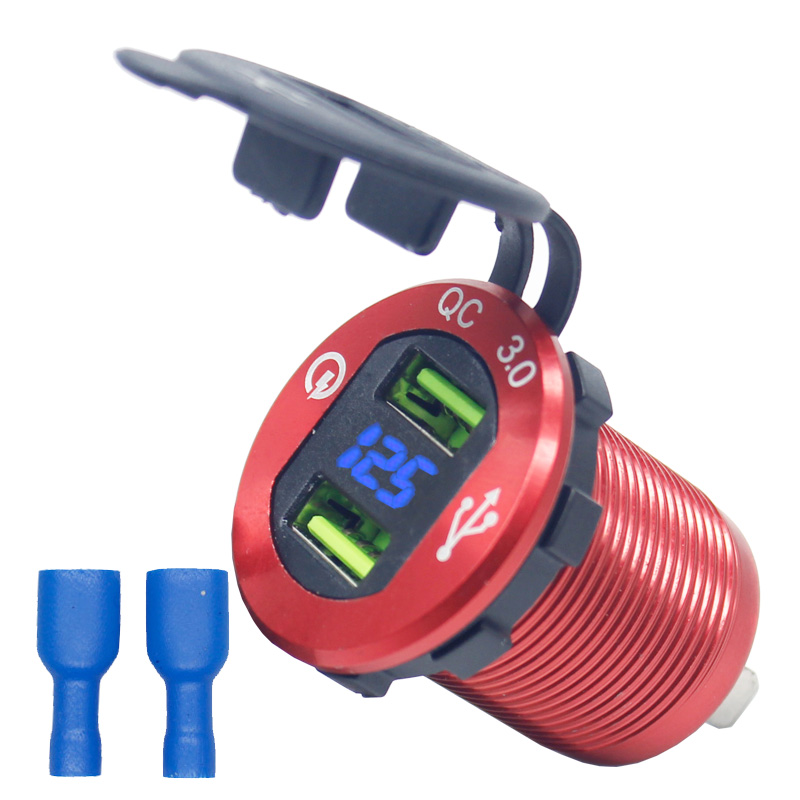 24V Waterproof USB Car Power Fast Charger LED Voltmeter 3.0 Quick Charger 12V USB Charger Socket For Car