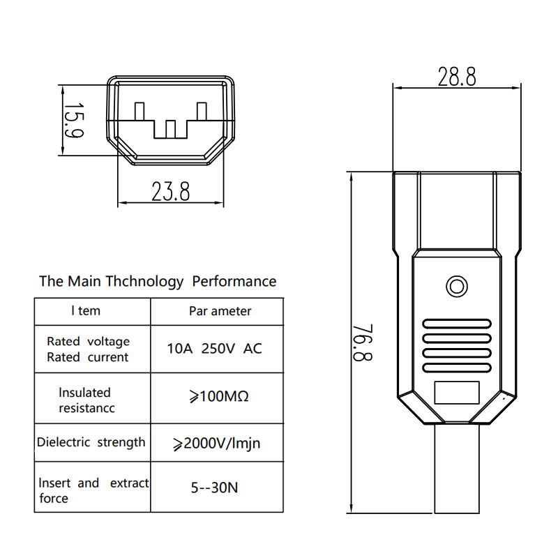 High Quality 10A detachable assembly wiring cord power plug IEC320 C14 Pair of Male Female Socket C13 Plug3