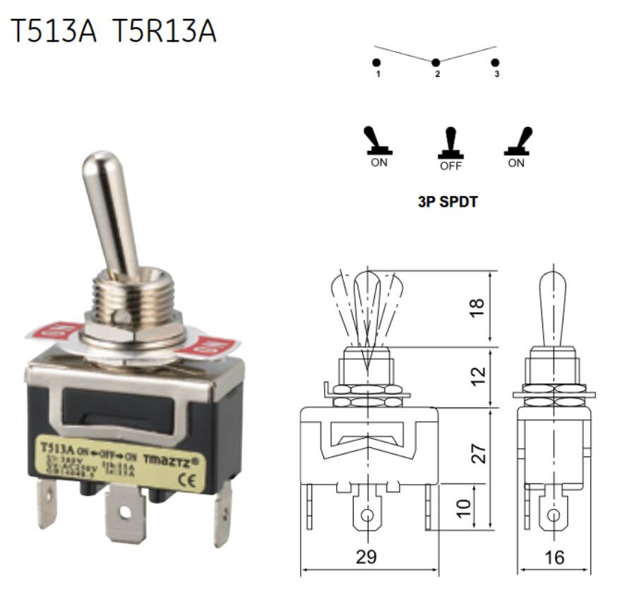 250V 15A 125V 20A Waterproof Metal On Off On locking 3 Pin 12mm Car Dash SPST Toggle Switch2