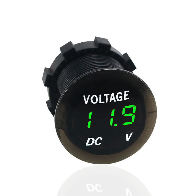 DC 12V 24V Car Voltage Meter LED Digital Voltmeter Volt Meter Round Panel Digital Voltage Gauge Battery Tester2