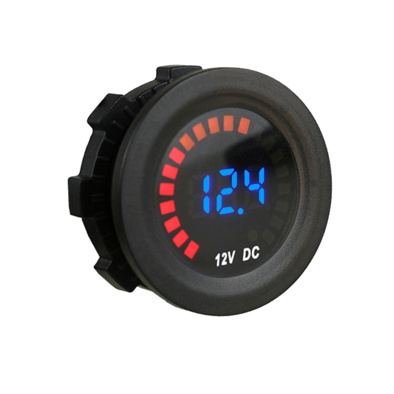 DC 12V 24V Car Voltage Meter LED Digital Voltmeter Volt Meter Round Panel Digital Voltage Gauge Battery Tester