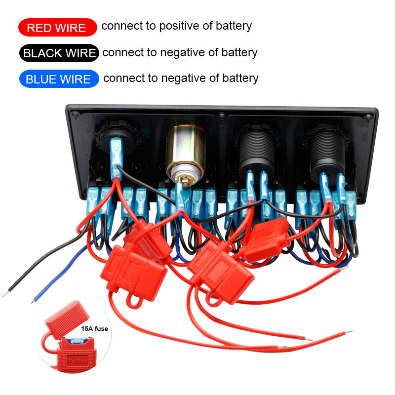 Waterproof 12V Led Light Push Button Toggle Electrical Car Rocker Boat Marine 8 Gang Switch Panel2