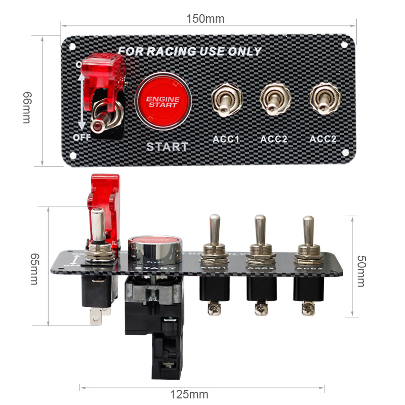 12v Ignition Switch Panel for Racing Car 5 in 1 Ignition Starter Switches with Engine Push Button Auto Engine Systems3