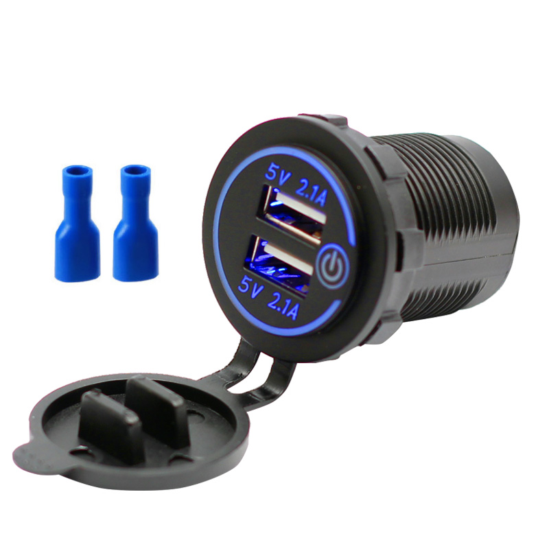 Waterproof 12V 4.2A Dual Port Socket Mobile Phone USB Car Charger