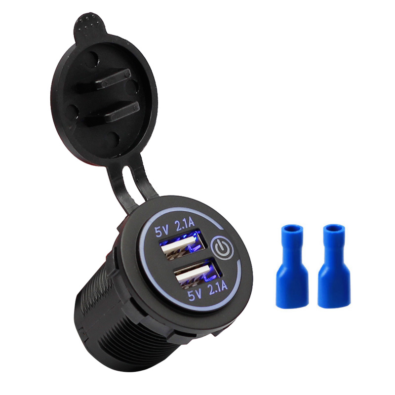 Waterproof 12V 4.2A Dual Port Socket Mobile Phone USB Car Charger2