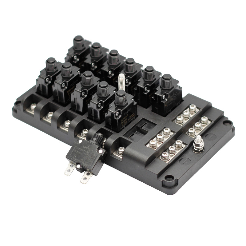 Waterproof car bus marine 12 way circuit breaker led indicator 32V DC fuse box holder with negative terminal