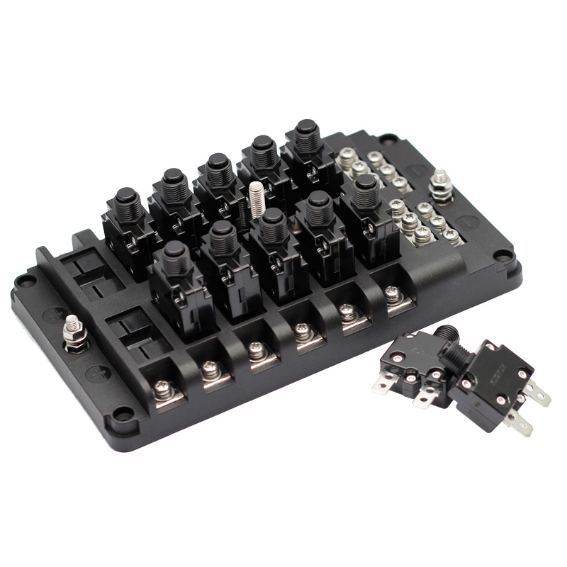 Waterproof car bus marine 12 way circuit breaker led indicator 32V DC fuse box holder with negative terminal2