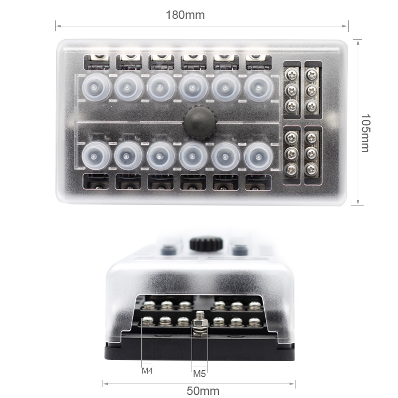 Waterproof car bus marine 12 way circuit breaker led indicator 32V DC fuse box holder with negative terminal3