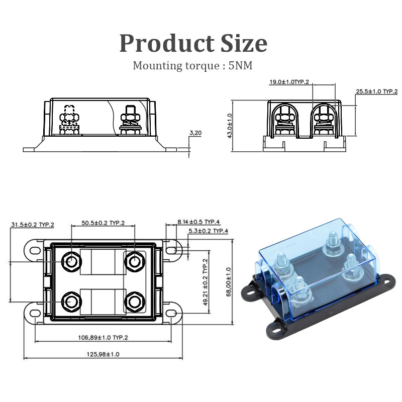 32V 40-500A replacement 2 Way ANM ANM Auto Car Mega ANM Fuse Box3