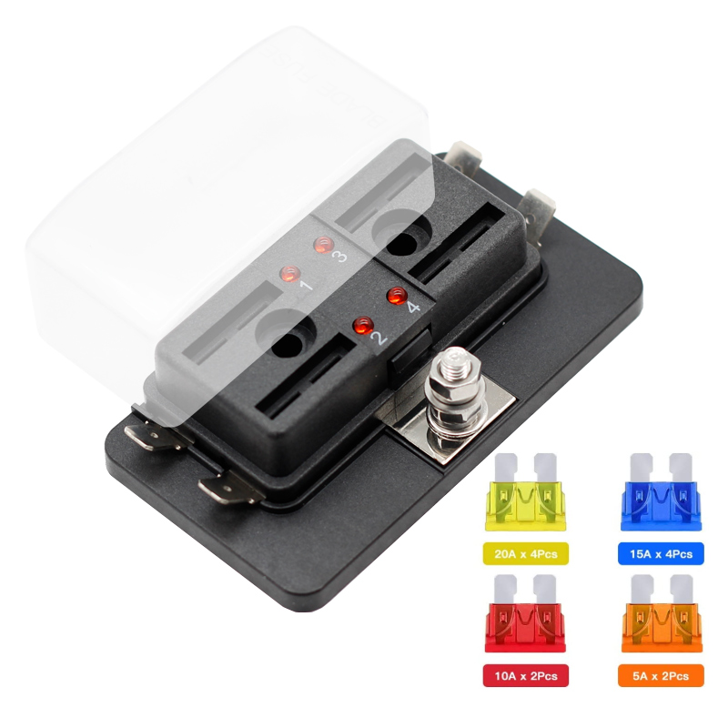 12V 24V Waterproof 4 Way Blade Fuse Box Holder for auto car boat2