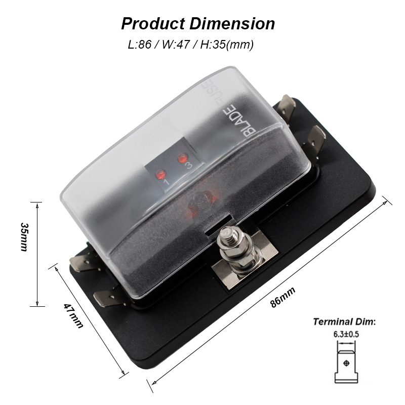 12V 24V Waterproof 4 Way Blade Fuse Box Holder for auto car boat3