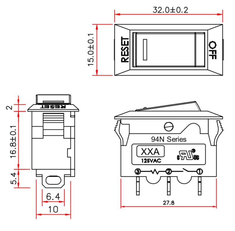 Kuoyuh 94N series 10A thermal overload protector switch electronic miniature circuit breakers switch3