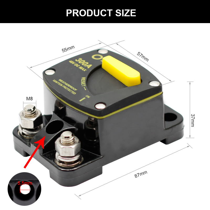 50A 60A 100A 150A 200A 300A DC surface mount solar system automotive circuit breaker3