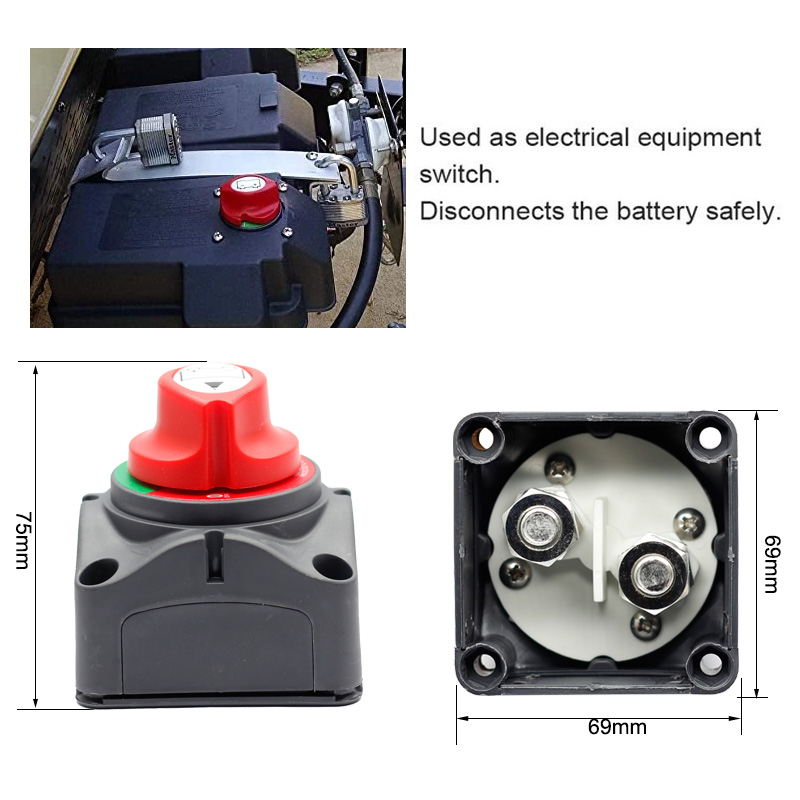 Battery Switch 12-48V Waterproof Heavy Duty Battery Power Cut Master Switch Disconnect Isolator for Car Vehicle RV and Marine3