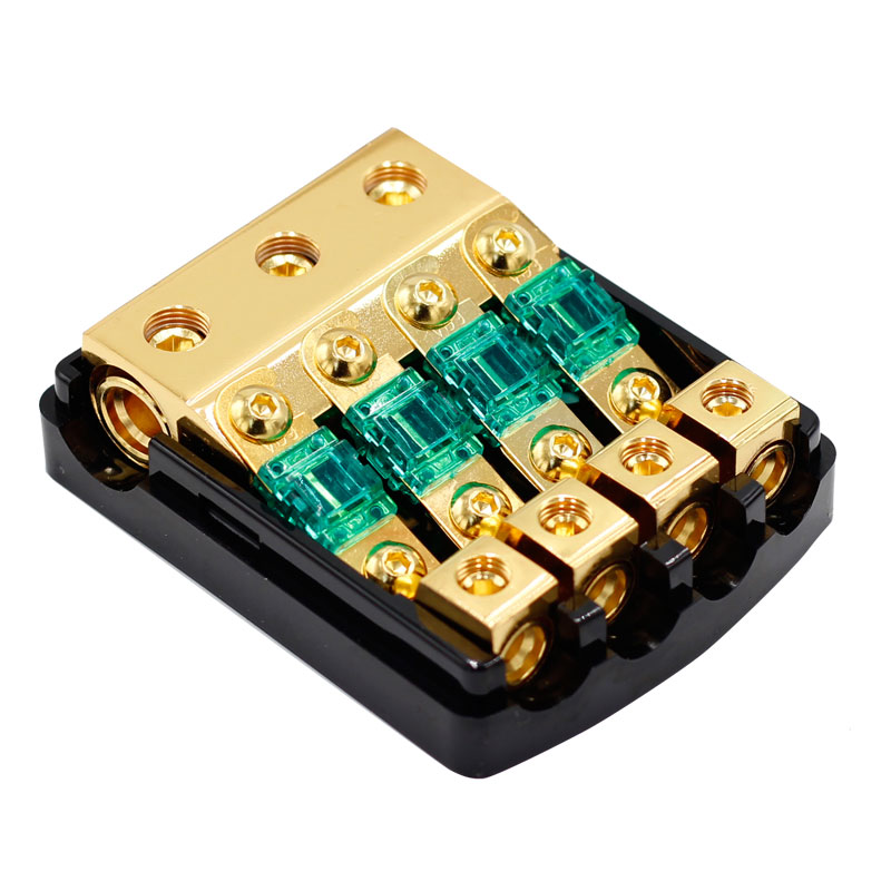 Solid Brass Material Copper 0 4 Gauge to 8 Gauge 60 Amp Mini ANL 4 Way Fuse Holder Distribution Block