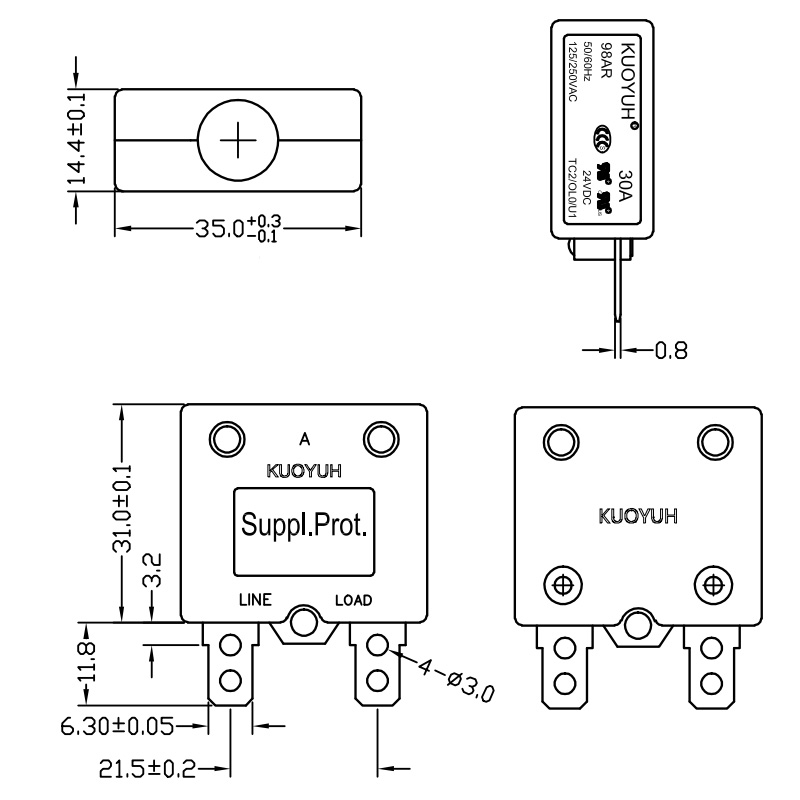 5A 10A 15A 20A 25A 30A 40A 50A Motor Protection Thermal Switch Overload Kuoyuh 98AR series Circuit Breaker3