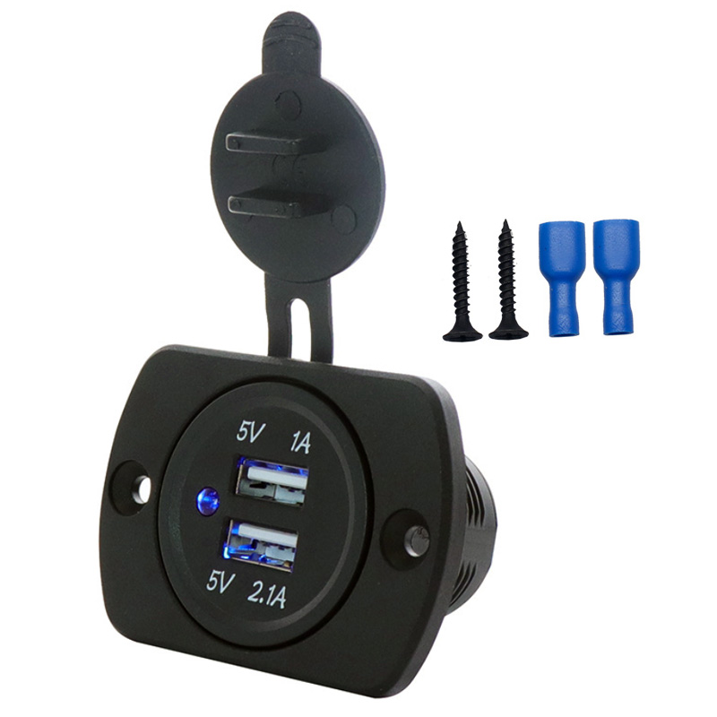 DC 12V 24V Panel Mount Dual Train Tram Marine Boat Car Bus Seat USB Port Charger Socket Mobile Phone Bus 3.1A USB Charger