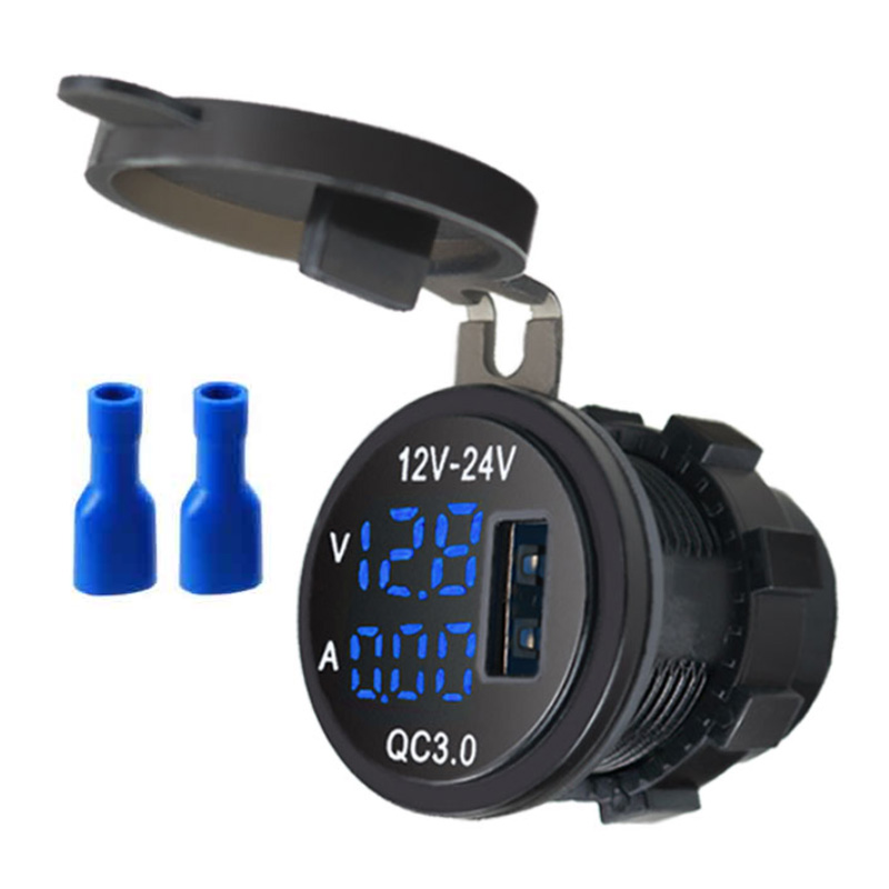 Digital Voltmeter Multi Ammeter With Voltage and Current Display DC 12V 24V QC3.0 USB Charger