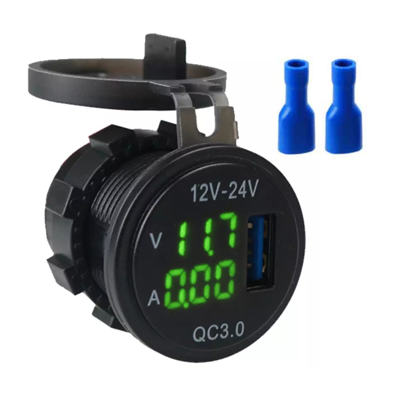 Digital Voltmeter Multi Ammeter With Voltage and Current Display DC 12V 24V QC3.0 USB Charger2