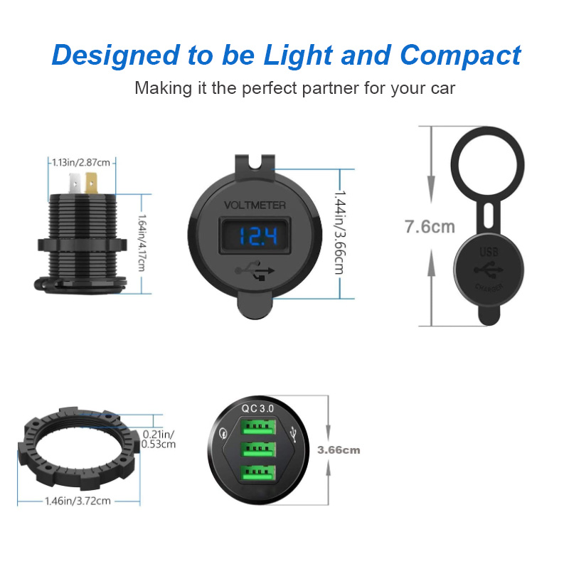 12V/24V 36W QC3.0 USB Charger Socket USB Outlet Fast Charge 3 USB 3.0 Car Charger2