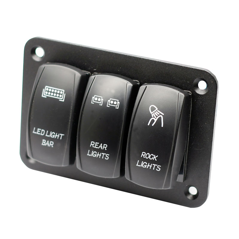 3 Gang Aluminum Rocker Switch Panel 5 Pin ON/Off Pre-Wired Toggle Switch Panel With Rocker Switch Holder