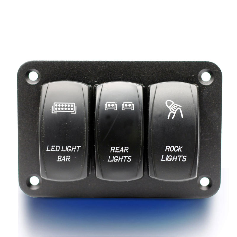 3 Gang Aluminum Rocker Switch Panel 5 Pin ON/Off Pre-Wired Toggle Switch Panel With Rocker Switch Holder2