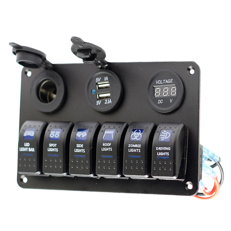 RV 12v 24v controle Button Universal 6 Gang Switch Panel Blanks Holder Housing Kit , Boat Car Led Marine Rocker Switch Panel