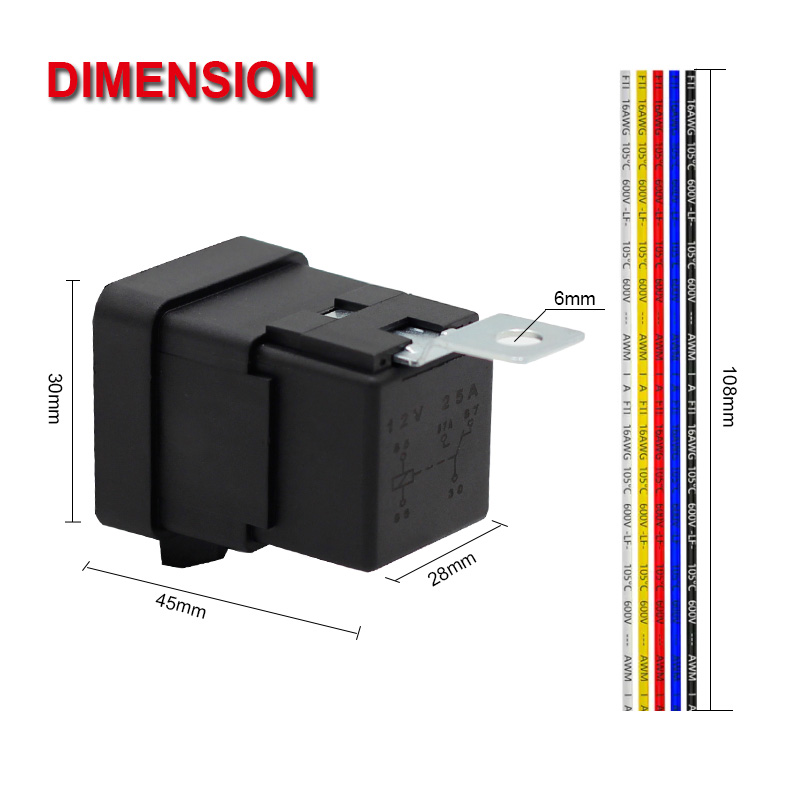 Waterproof 12V 25A Heavy-duty 5Pins SPDT Auto Relay with 14AWG Harness3