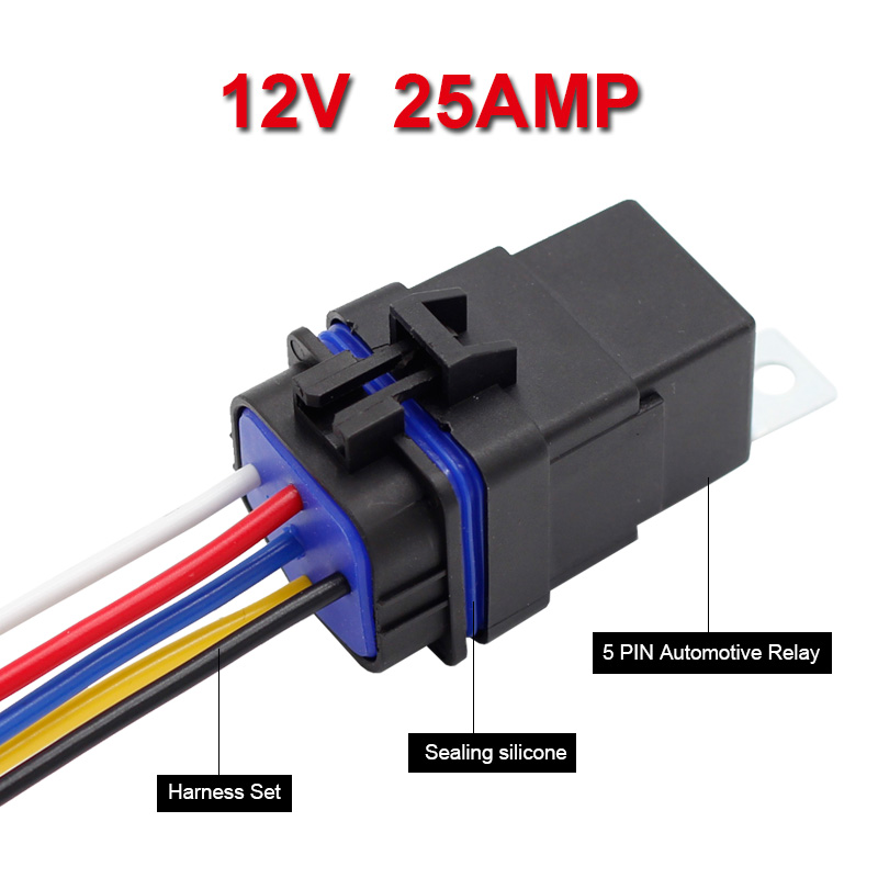 Waterproof 12V 25A Heavy-duty 5Pins SPDT Auto Relay with 14AWG Harness2