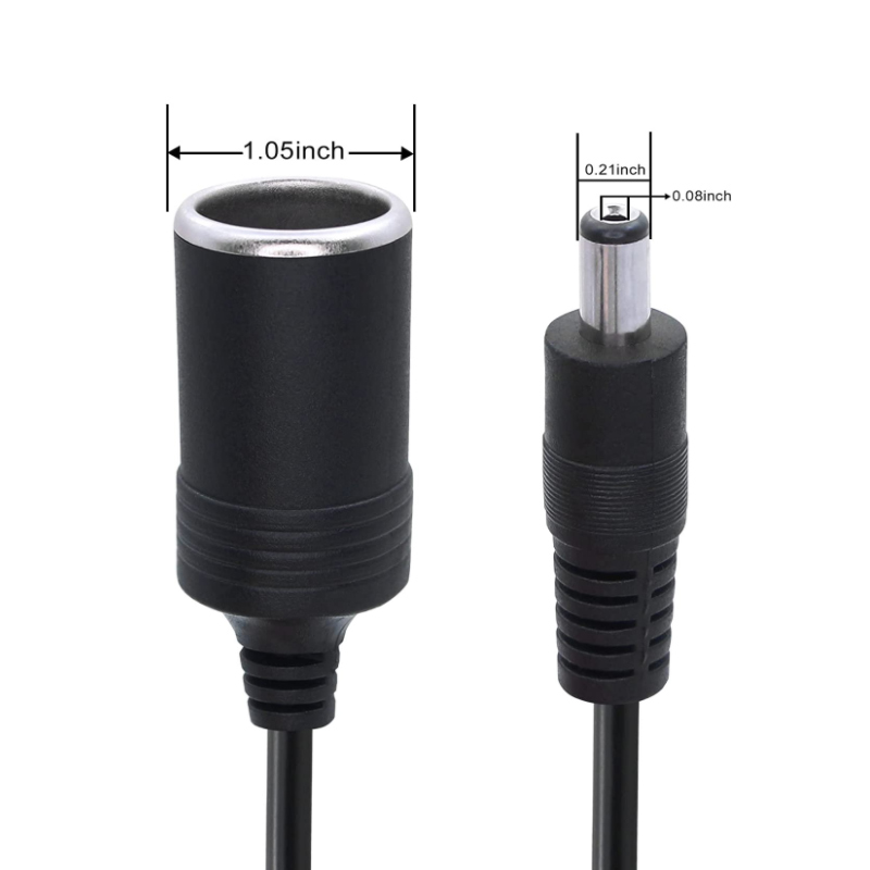 12/24V Cigarette Lighter Power Supply Cable DC 5.5mm x 2.1mm Male to Female Cigarette Lighter Plug Adapter3