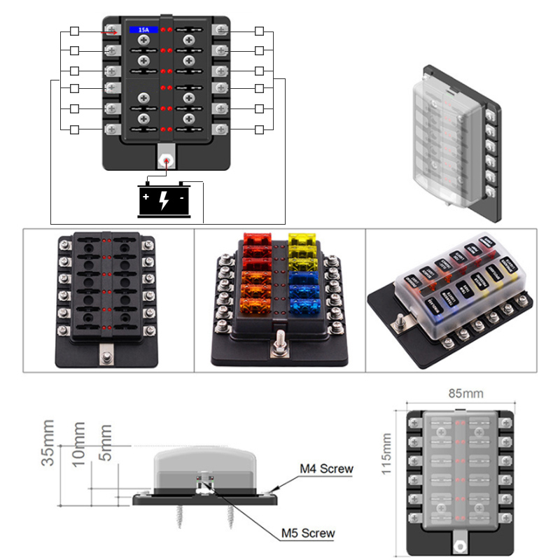 Protection Cover Holder Standard Circuit Fuse Holder Box Block for Car Boat 12 Way Blade Fuse Box2