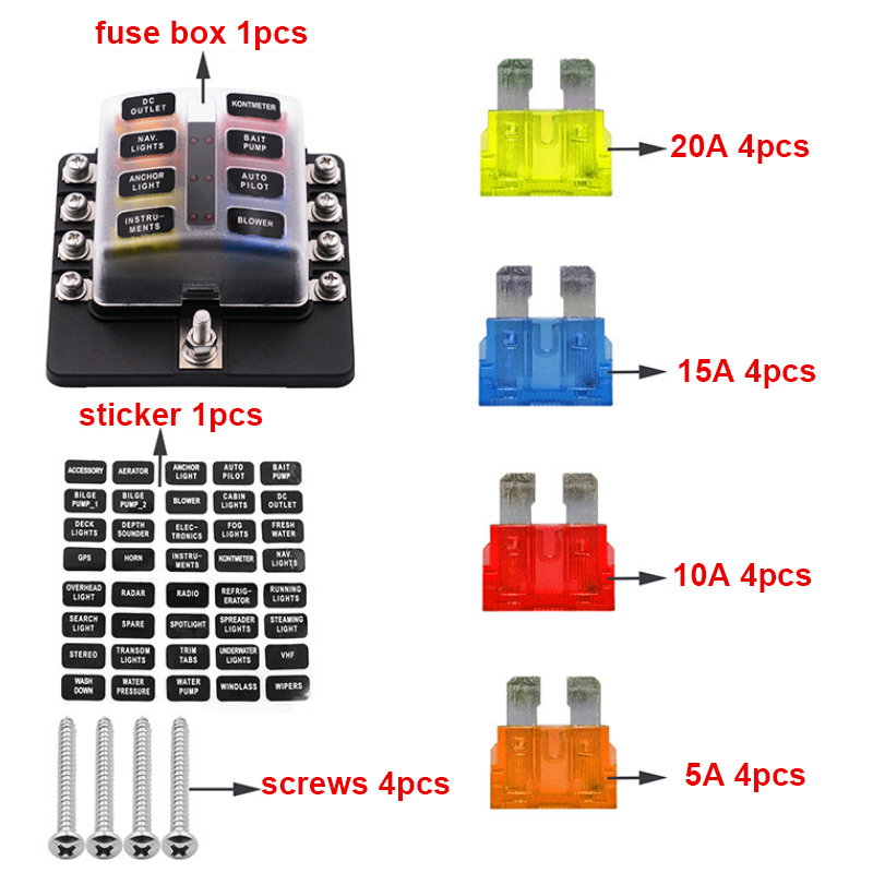 8 Way Blade Fuse Block Waterproof Fuse Box Holder Car Boat Truck Automotive Auto Fuse Components2