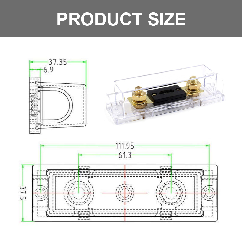 Solid Brass 0/2/4 Gauge 100Amp ANL Fuse Holder with 100Amp Fuses3