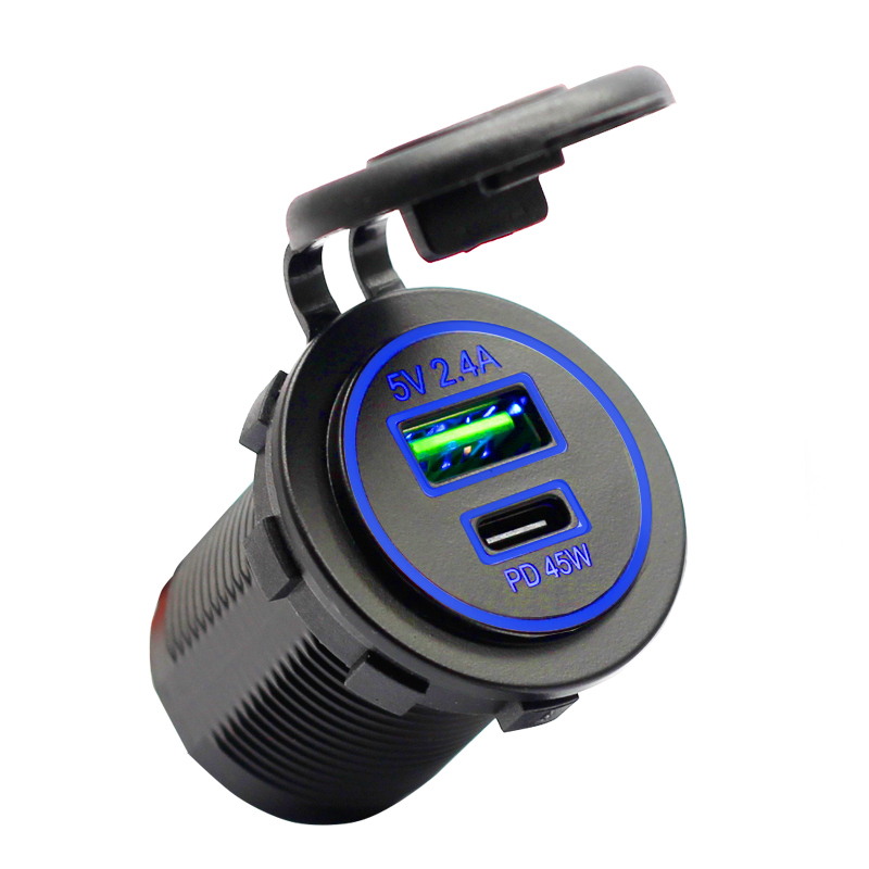 12V 24V Dual Port Bus Car Socket QC3.0 USB Type C 20W PD Car Charger2