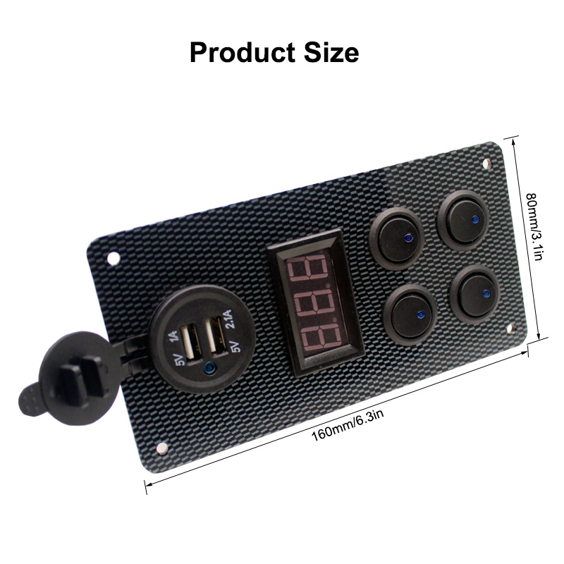 Waterproof Boat Switches Voltmeter Socket Dual USB Socket Panel Mount USB Socket2