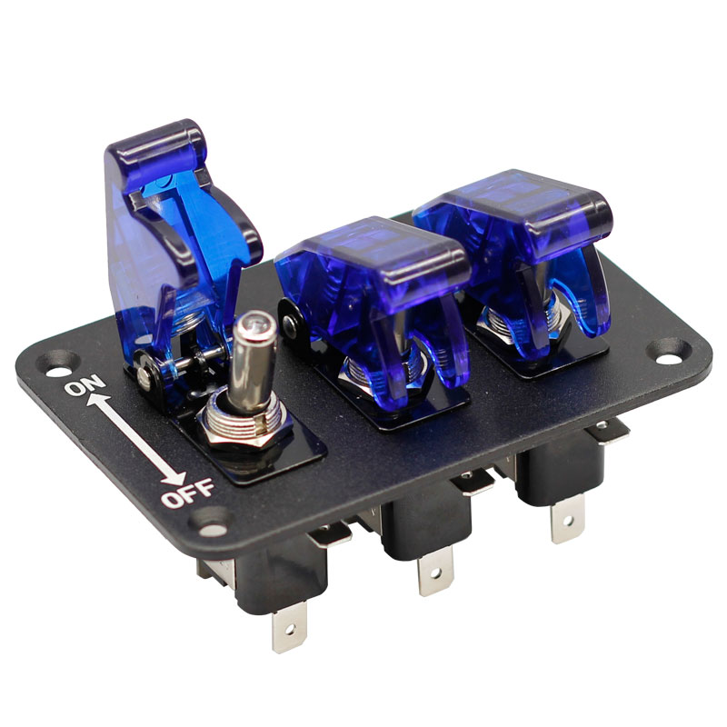 3-gear rocker switch blue LED Black Panel belt line yacht racing car refitted 12v20a Combination Toggle Switch