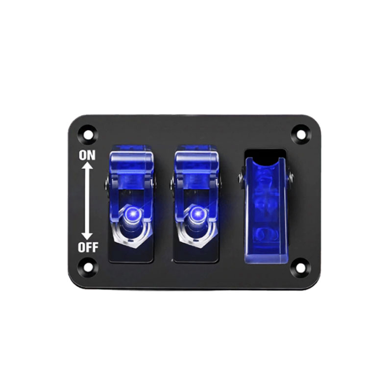 3-gear rocker switch blue LED Black Panel belt line yacht racing car refitted 12v20a Combination Toggle Switch3