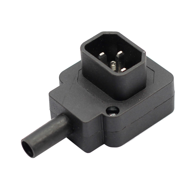 High Quality IEC 320 C14 90 Degree Angled Rewireable Connector Male Plug Adapter