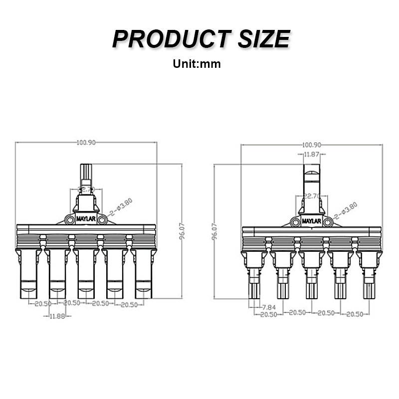 5 T 1 T type Photovoltaic MC 4 connector 5-way connector One-turn 5-solar connector Waterproof IP67 special for PV cable3