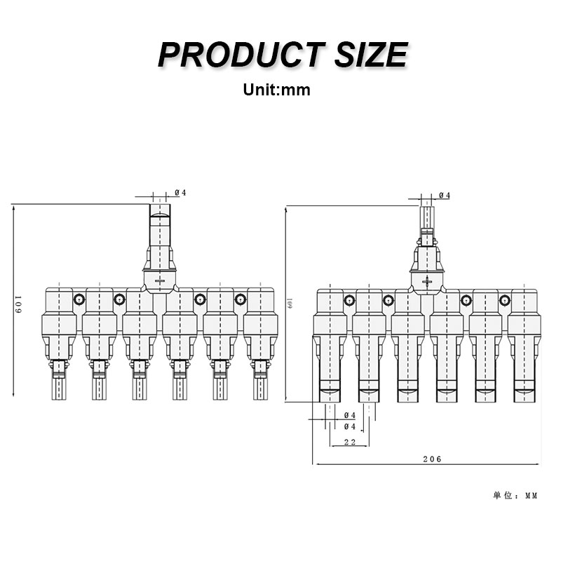 6 in 1 T Branch SOLAR Connector Branch Adapter manufacturers TUV IP67 PV SOLAR Connector Used For Solar Cable3