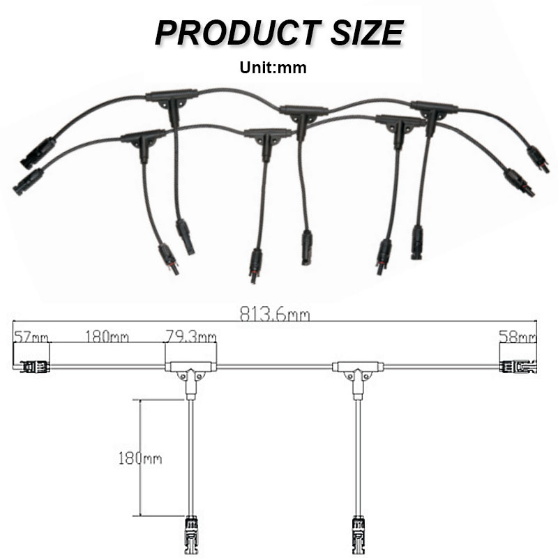 solar cable branch connector T type easy connection for solar system connection2