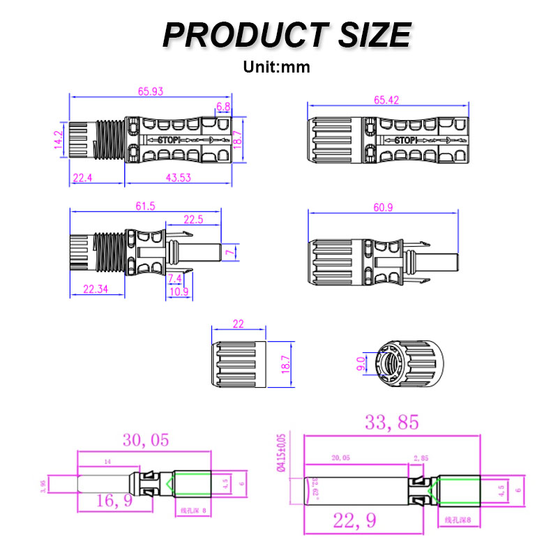 1500V PV Connector waterproof IP68 solar PV system connector DC PV Plug socket3