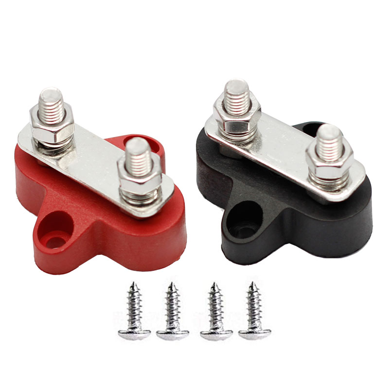 Universal Car Accessories Cars Bus Trucks 48V Red 1/4 Single M6 Studs Battery Power Distribution Terminal Block Bus Bar 3