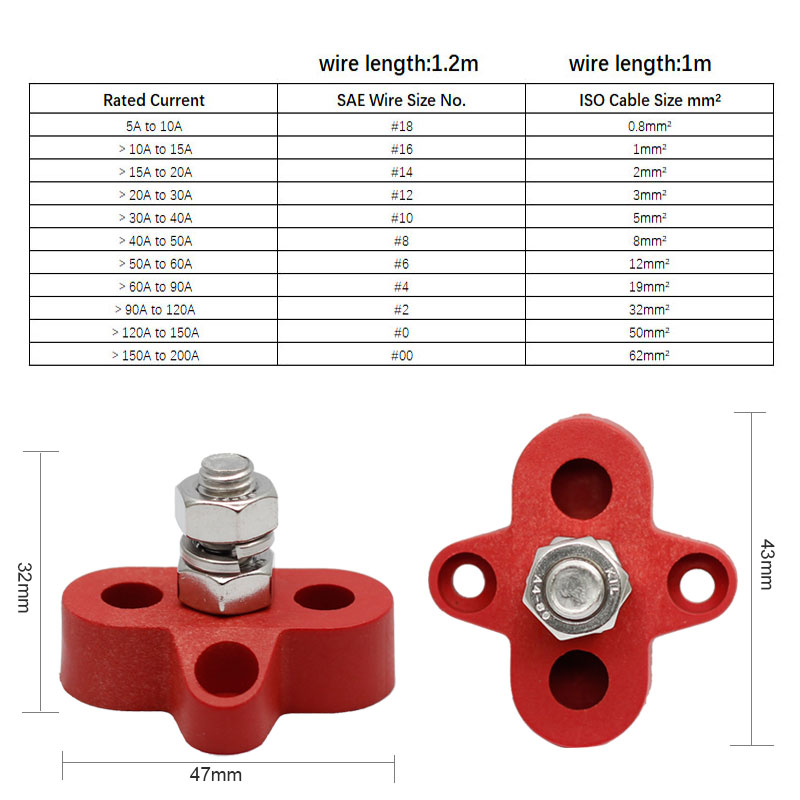 48V DC M8 Lithium Battery Connector Single Heavy-duty Bus Bar Terminal For Truck RV Boat2