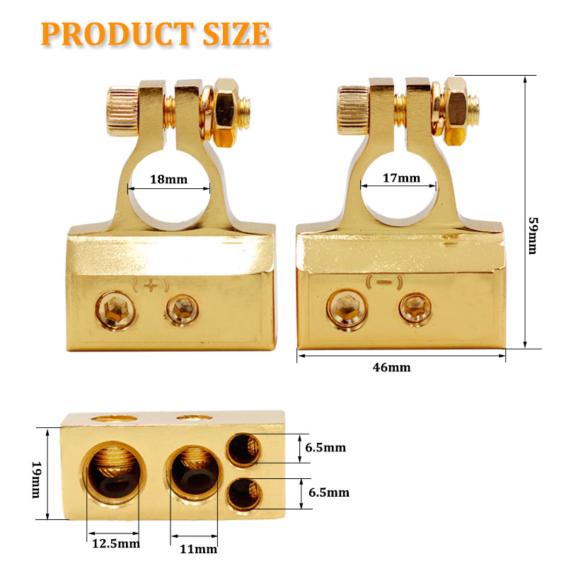 0/4/8/10 Gauge Heavy Duty Top Post Battery Terminals with Space Shims and Clear Cover Positive and Negative (Pair)2