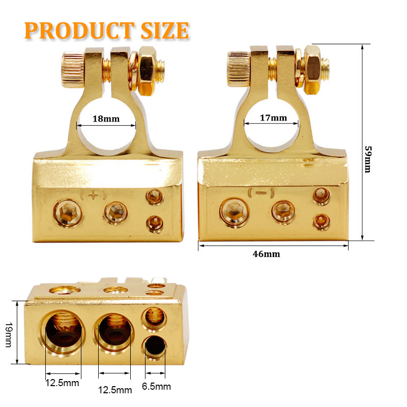 Recoil RBT 0/4/8/10 Gauge Heavy Duty Top Post Battery Terminals with Space Shims and Clear Cover, Positive and Negative (Pair)2